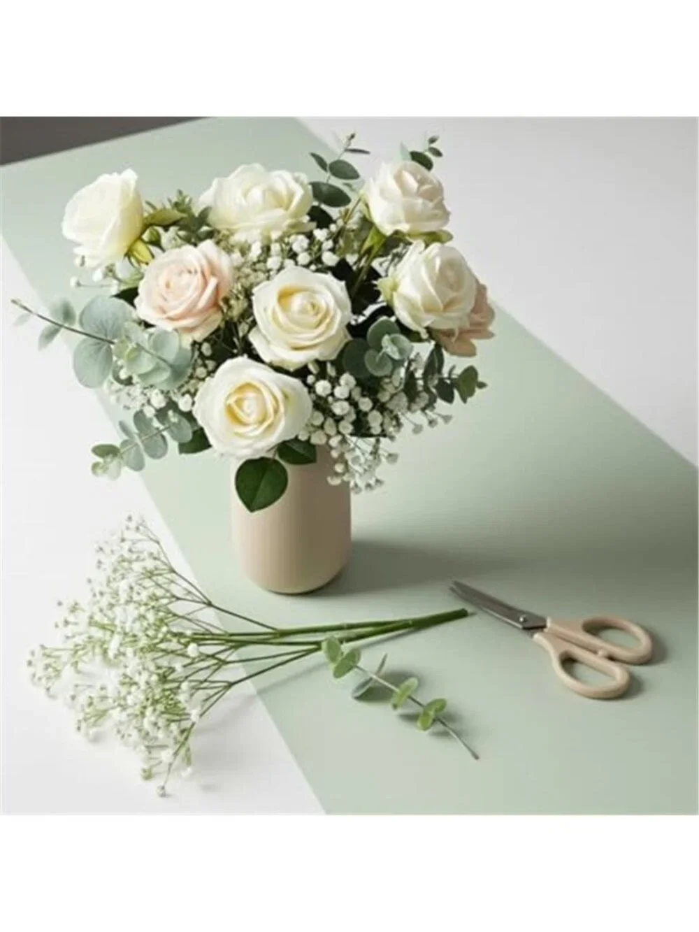 10PC Fake Baby Breath Flowers Bulk Artificial Gypsophila Wedding Bouquet White